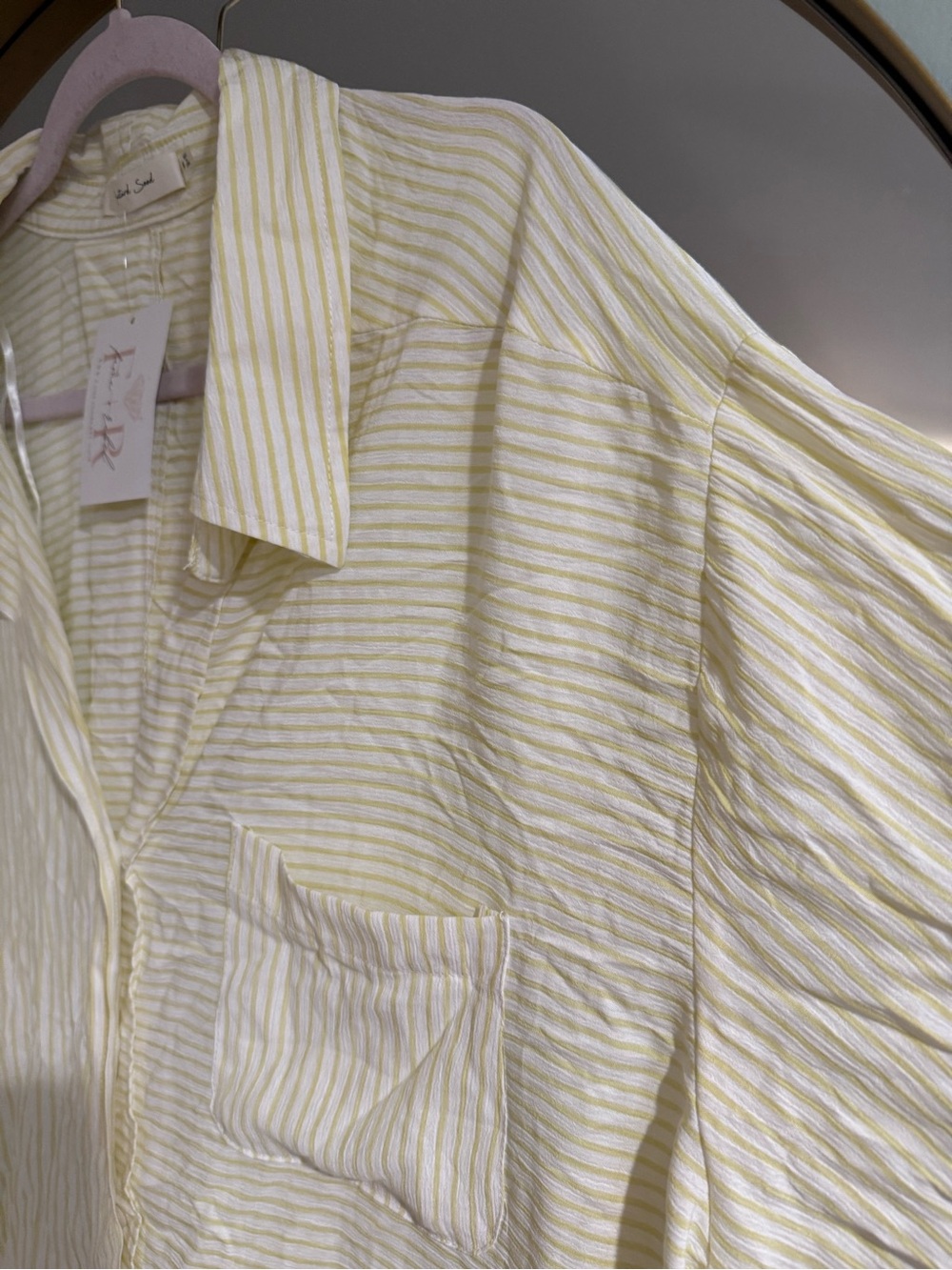 Mustard Seed Pale Yellow Striped Button-Down Blouse - Picture 4 of 7